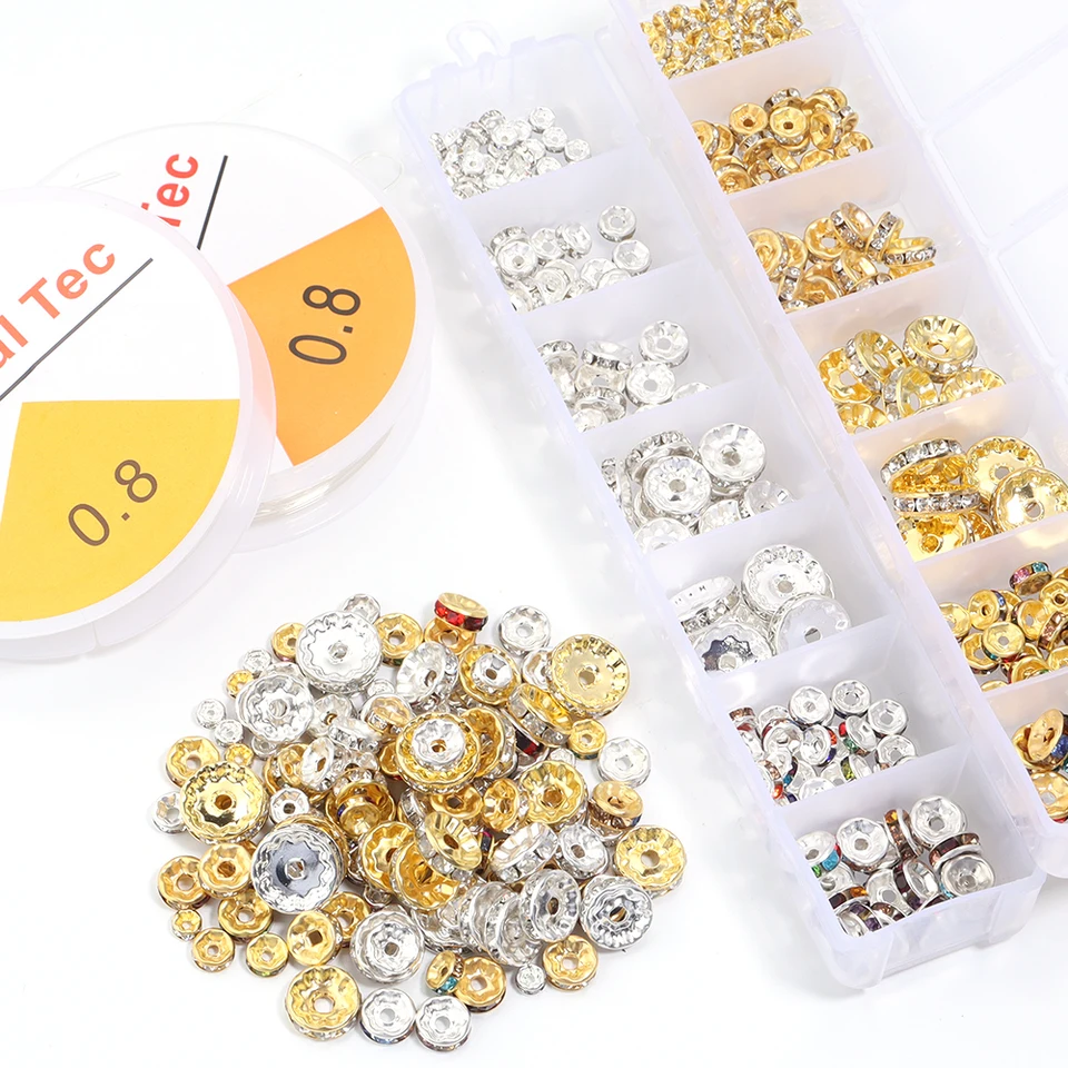 1 rámček 4/6/8/10/11/12 mm medený kamienok RONDELLES Crystal Beads Gold Color Round Loose Spacer Práľ