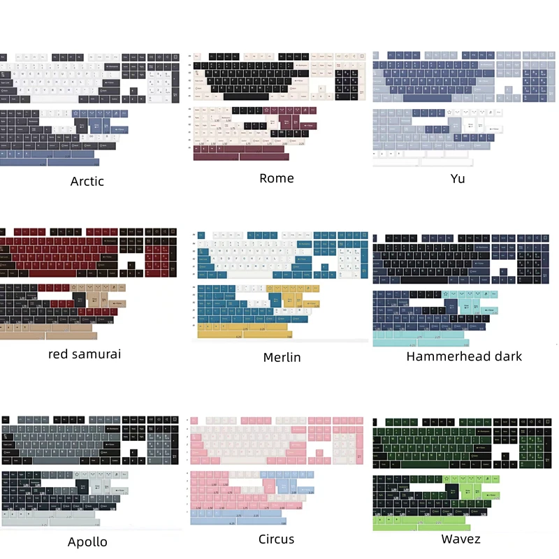 1 Sada GMK 8008 Arctic Rome Yu Red Blue Samurai Merlin Wavez Hammerhead Wob Apollo Keycap PBT Double Shot Shot Key Caps Cherry Profil