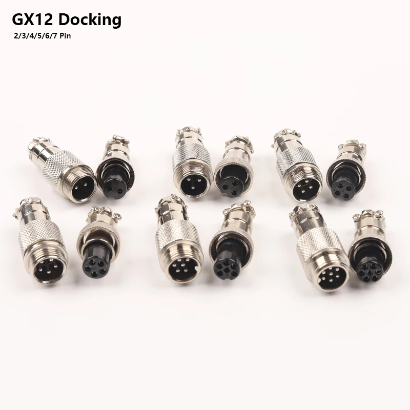 1 Sada GX12 Butt Typ Elektrická letecká zásuvka a zástrčka 12 mm dokovacia sila muž a ženský drôt konektor 2/3/4/6/7/7 PIN