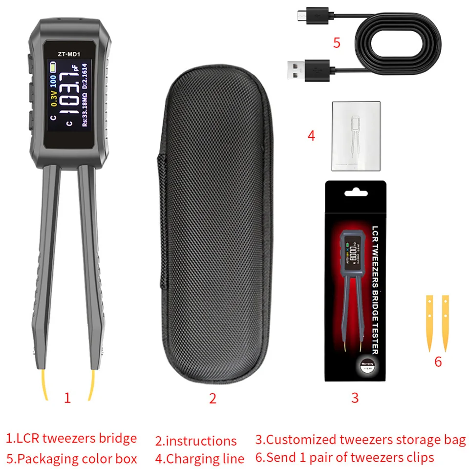 1 Sada inteligentných digitálnych LCR Bridge Tweezer