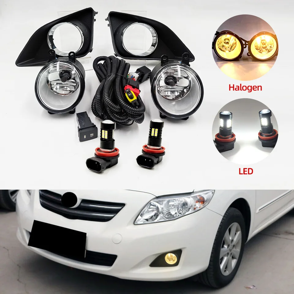 1 Sada pre Toyota Corolla 2008 2009 2010 LED Hmlové svetlá FOG LAMP LAMBLY Zostava FOG Light Cover GRILL GRILL FOG LIGHTS Ráme Ráme
