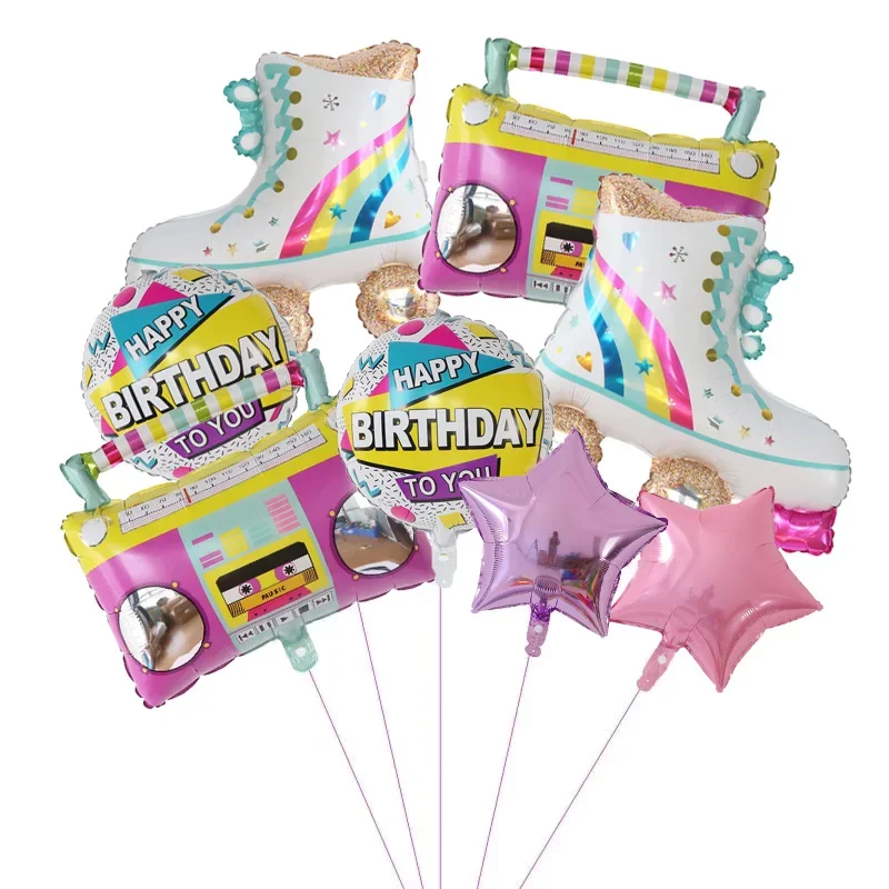 1 sada rádiových kolieskových korčule fóliové héliové balóny pre 80. roky 90. rokov Happy Birthday Party Dekorácie nafukovacie globos dodávajú detské hračky