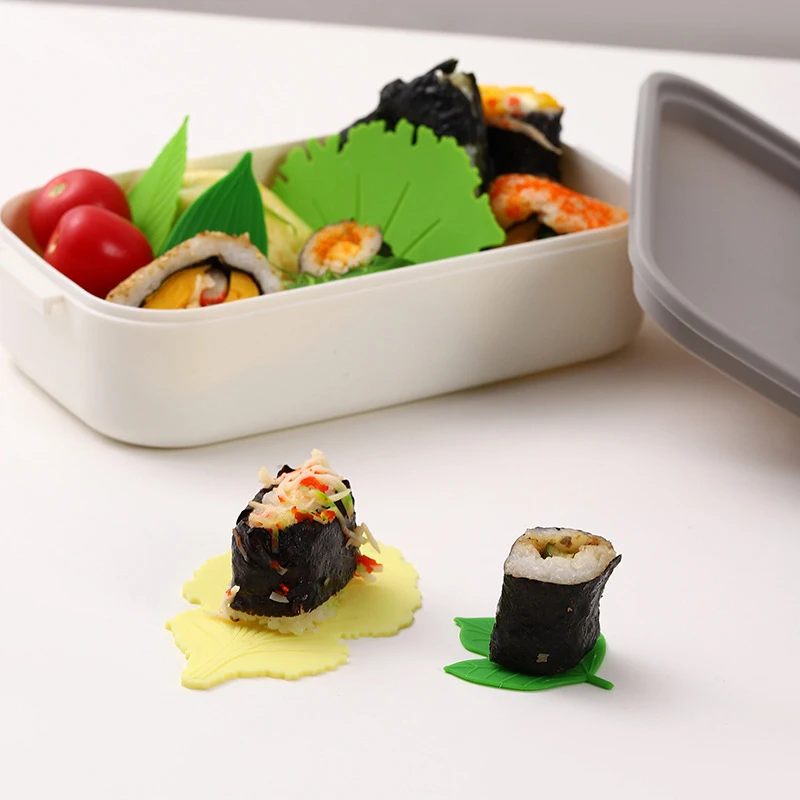 1 sada silikónových listov bento misky šálka obed od separátora Sushi Rice Ball Mat Lunt Box Bento Box opakovane použiteľné kuchynské náradie doplnky