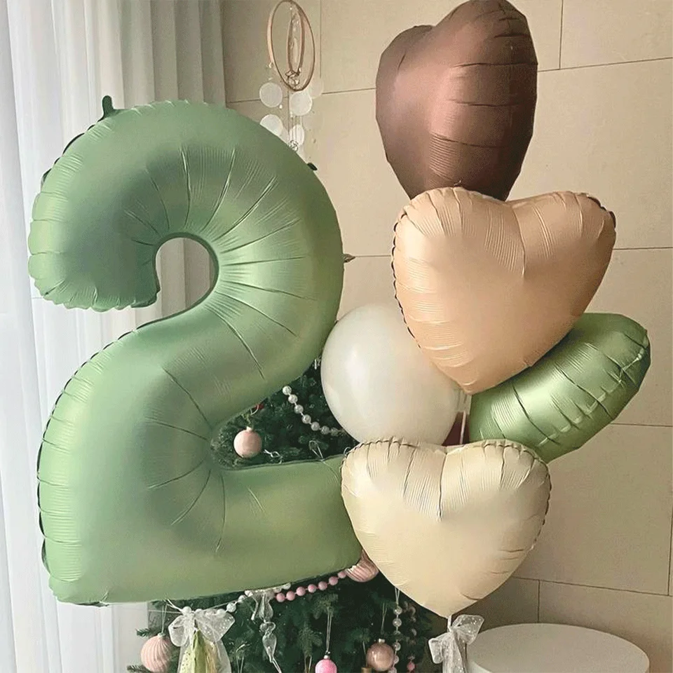 1 Set 40inch Cream Green 1-9 Digitálna fólia Balón 18 palcov farebné balóny pre deti pre deti Dospelé dievčatá Detská narodeninová oslava Dekorácia