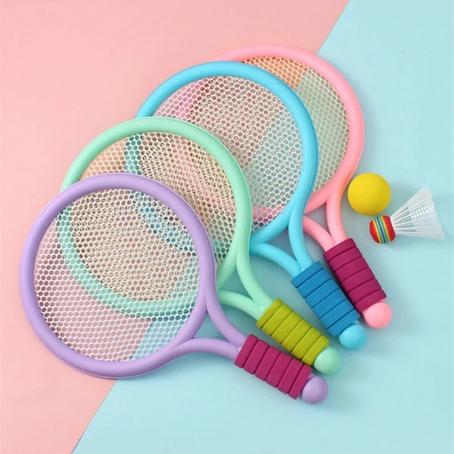 1 Set Beach Tennis Kids Dual Shuttlecock badmintontennis raketa loptička set vonkajšia športová mini badmintonová raketa pre deti pláž