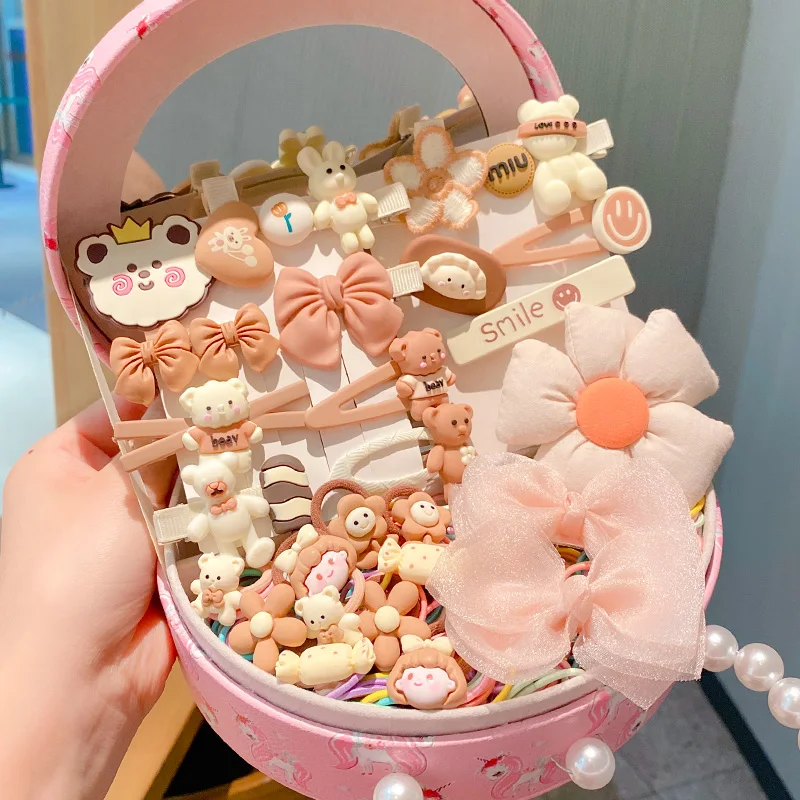 1 set/box Deti roztomilé kvetinové kvetinové elastické vlasové pásy dievča Sladké vlasové vlasové prvky Kid Móda móda High-end Hair Accessories Set Darček
