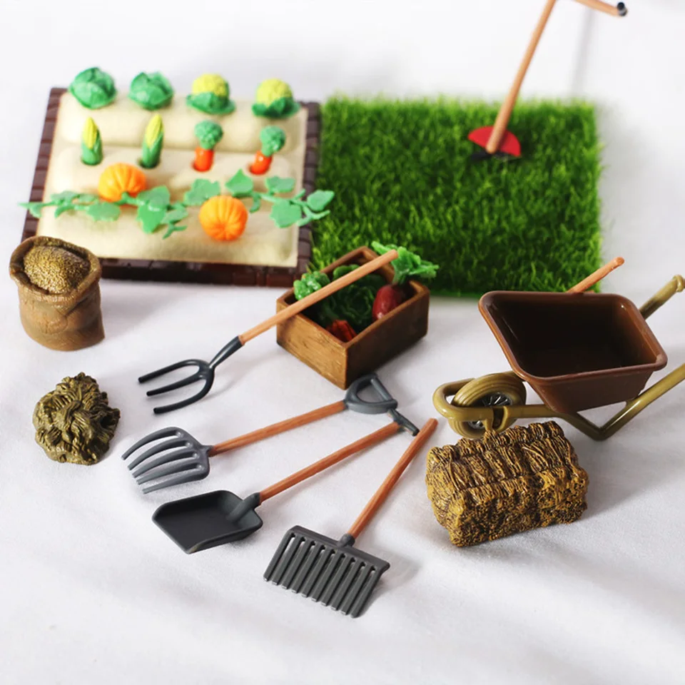 1 Set Dollous Outdoor Zelenina Farm Miniatúrne figuríny mierka Model Planting Tools Modely simulačné modely DIY DECON ORNAMENT
