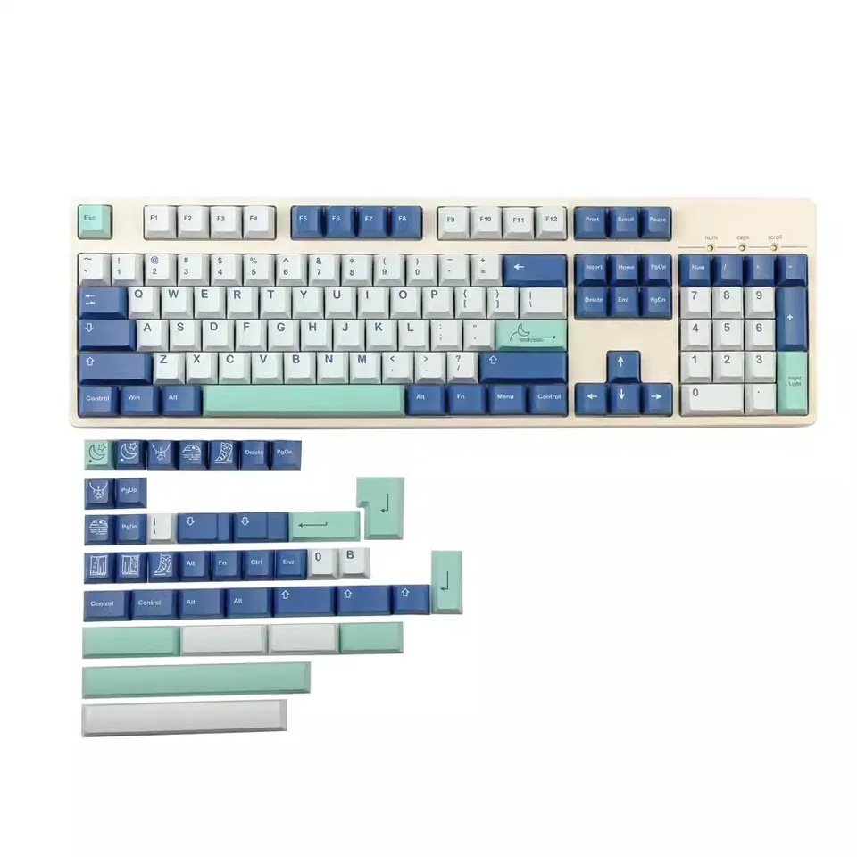 1 Set GMK Nightght Key Caps PBT Dye Subbed Keycaps Svetlo odolný voči kľúči pre spínač MX Alice 61 64 68 96 980 104