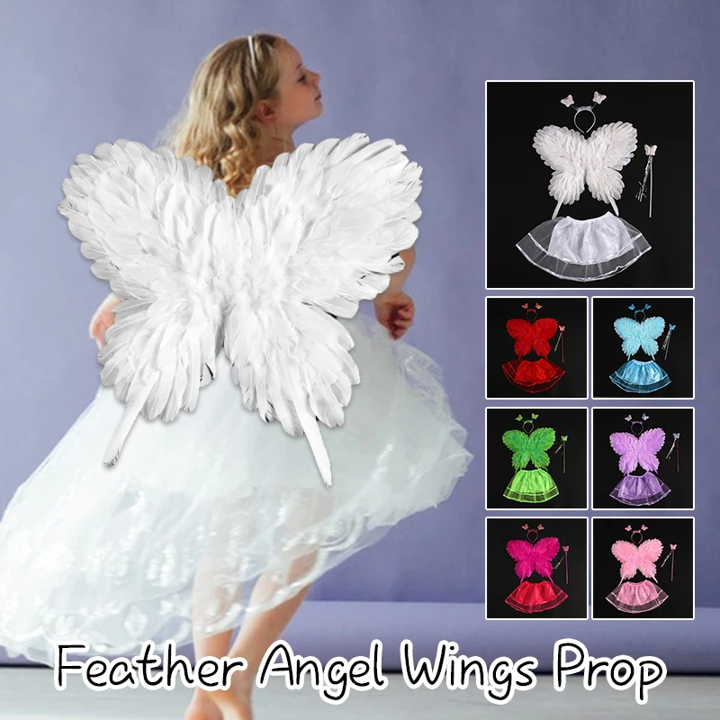 1 Set Kids Butterfly Wings for Kids Angel Feather Girls Photography Reques Prázdninové oblečenie Decor Decor Farebné zadné ozdoby
