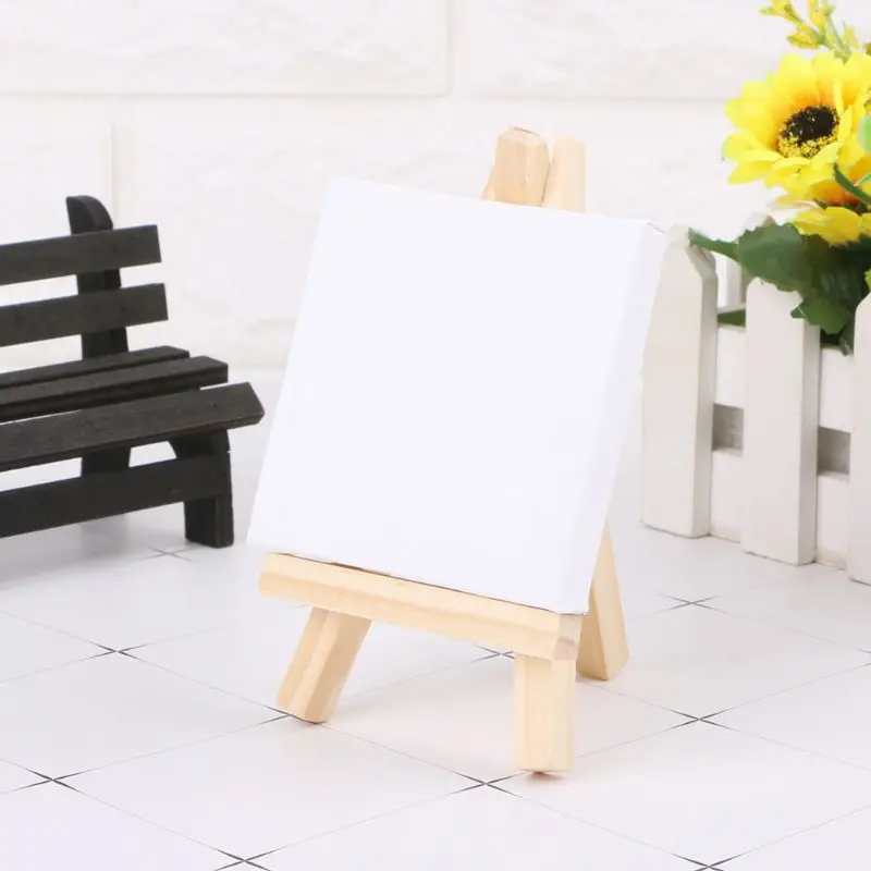 1 set mini plátna a prírodné drevené stojany pre umenie maľba kresby remeselníkov
