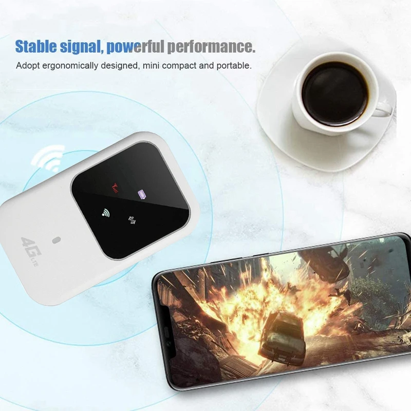 1 Set White 4G Wireless Router Mobile Prenosný WiFi Sharer Sharer 150 Mbps LTE Mifi Modem Mobile WiFi s slotom SIM SIM