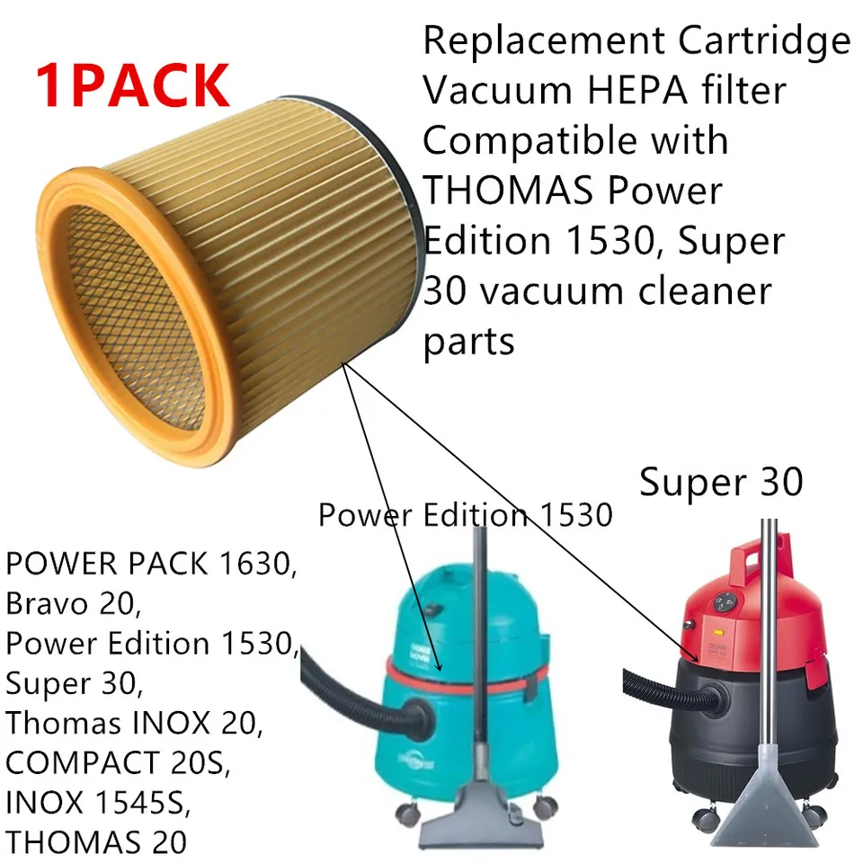 1 výmenný výmenný kazetový vákuum hepa filtra kompatibilný s Thomas Power Edition 1530, Super 30 vysávač