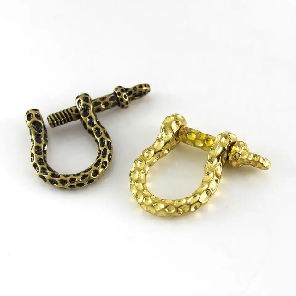 1 x Solid Brass D Bow Shackle Key Ring Ring Fob Clip Spájanie háčikových kožených remeselníkov Diy Doplnky