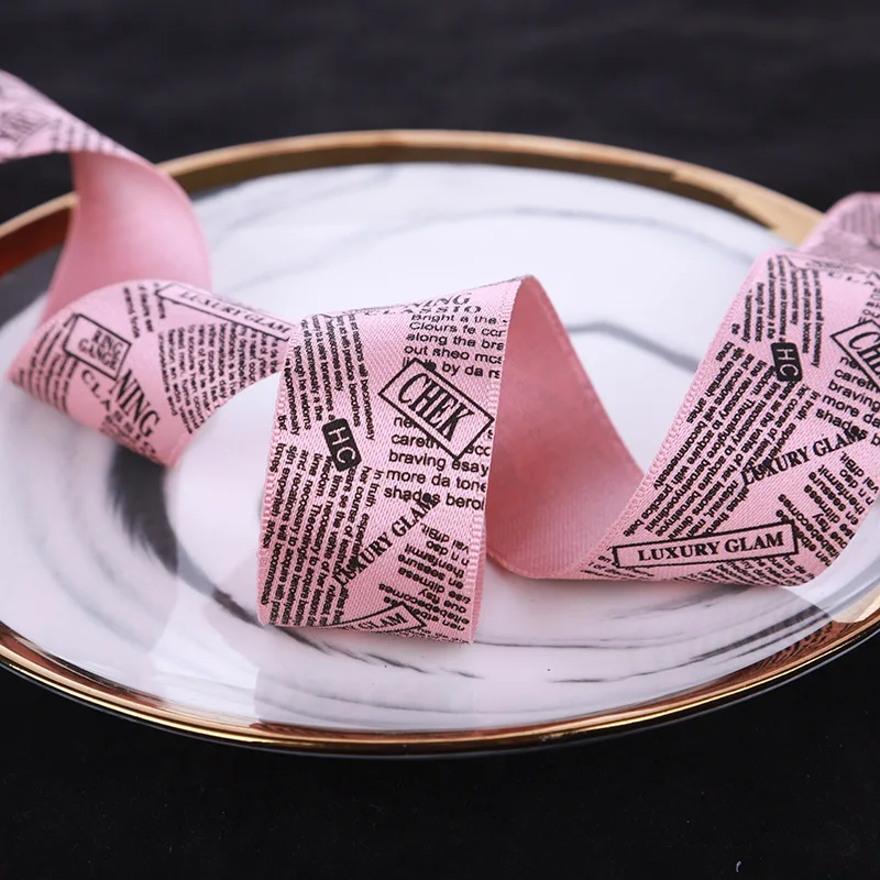 1 yard tlač polyesterové stuhy pre slamené klobúky topánky oblečenie Doplnky DIY Balenie Materiály Ručne vyrobené Ručné noviny stuha