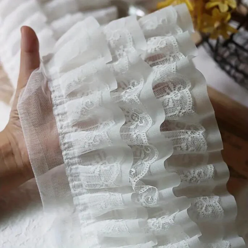 1 yard čierna a biela čipka Trojná vrstvová DIY oblečenie sukňové sukňové šijacie prístroje Šírka 13 cm
