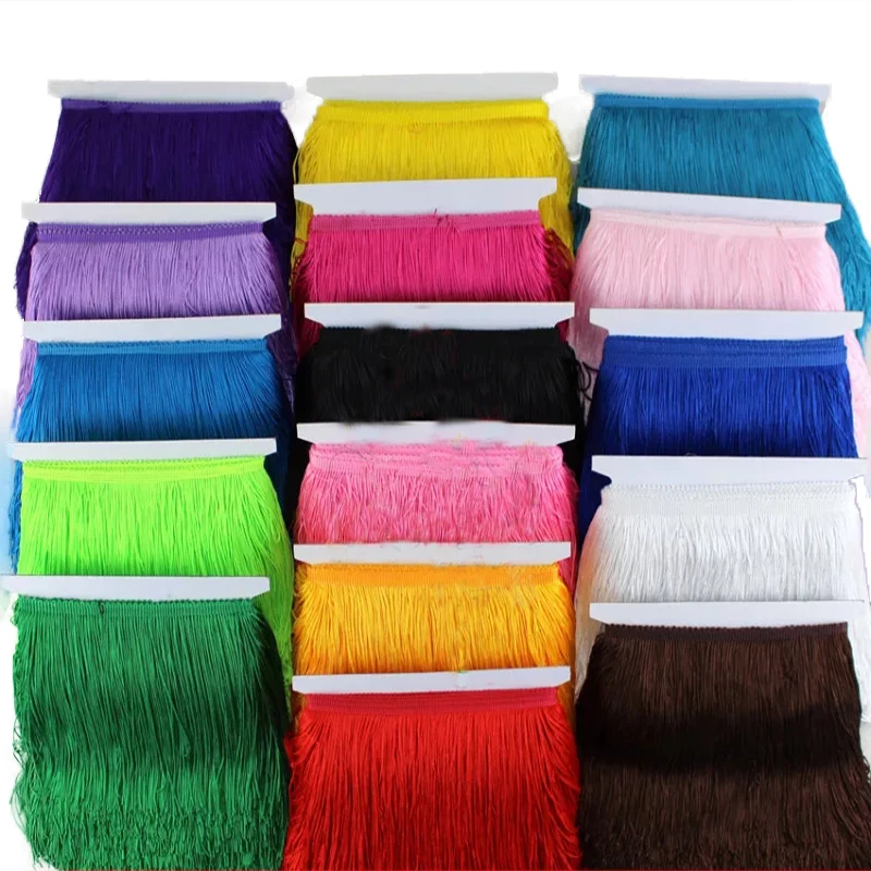 1 yardy 20 cm dlhé okrajové čipky Tassel Polyester Lace Trim Ribbon latinská tanečná sukňa závesné strapce na šitie DIY doplnkov