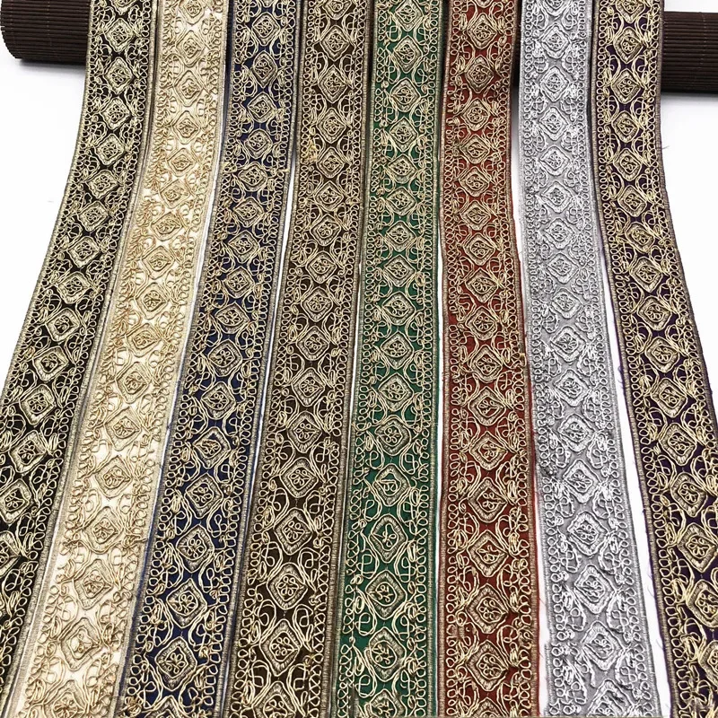 1 yardy geometrické jacquard vyšívané stuhy odevy obalovanie obojku šijacie príslušenstvo