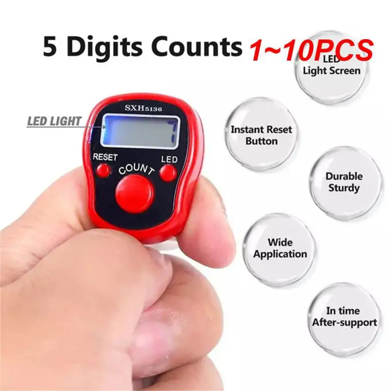 1 ~ 10 pcs pult W/ Compass Islamský tasbih guľôčka 5 Digitálna LED elektronická ručná ručná ručná ručná ručná ruka na počítadlo kliknutia Ring