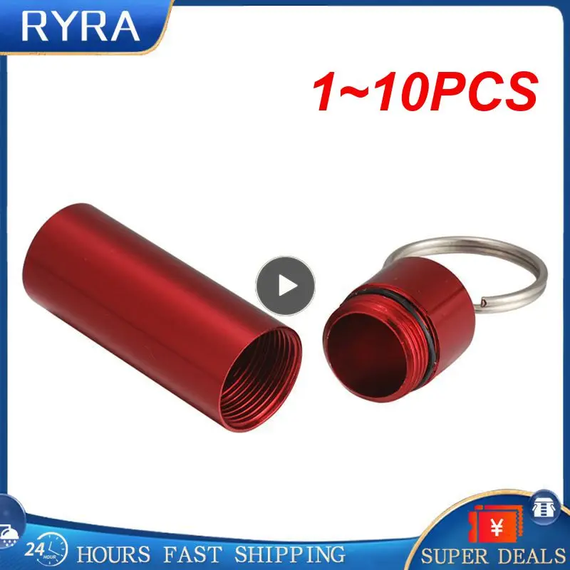1 ~ 10ks hliníková zliatina Prenosná tabletka Punk Pase Waterproof Keychain Závesné kapsuly Fľašu