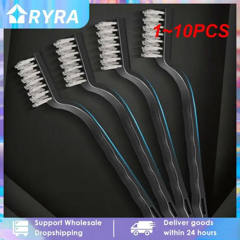 1 ~ 10ks Mini drôtené kefka Sada z nehrdzavejúcej ocele Drôta Kefa Kuchynská kachle Čistenie medzery Kefa Nylon čistiaca leštiaca kovová hrdza