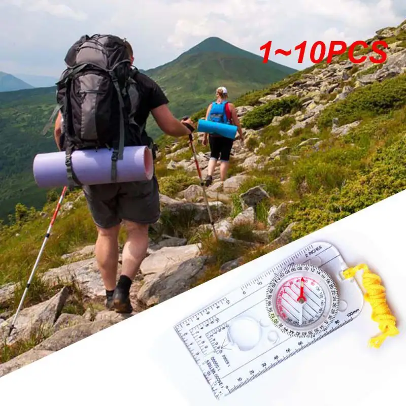 1 ~ 10ks prenosný kompas outdoor kemping skladanie Len Compass armáda zelená turistika prežitie Presná navigácia