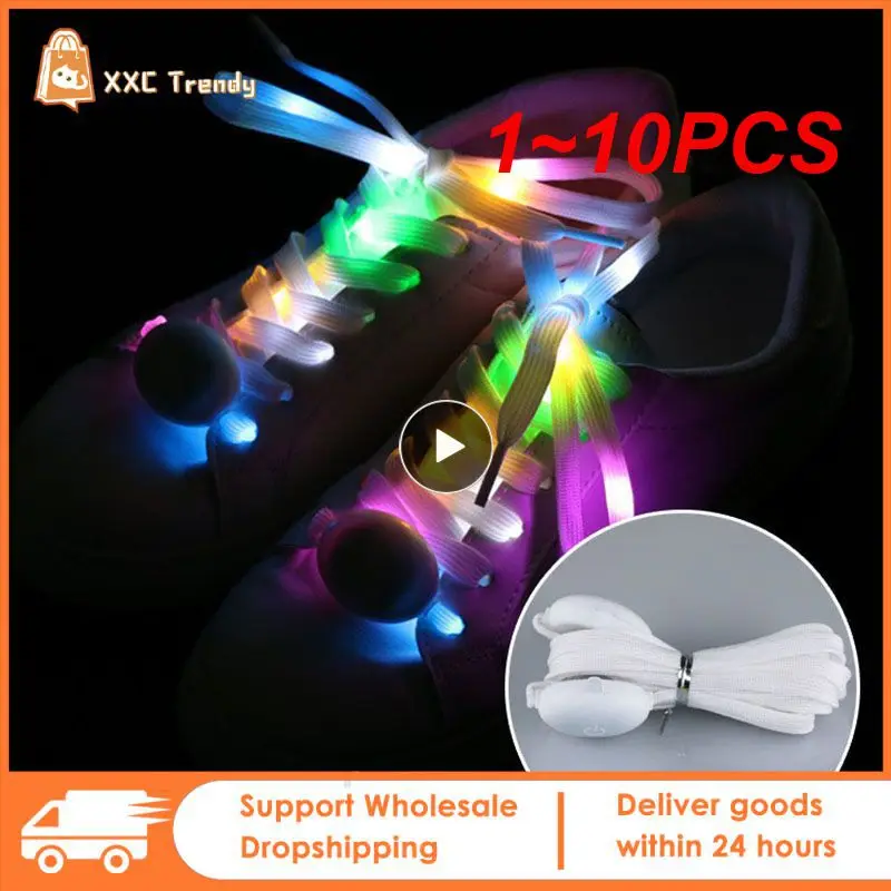 1 ~ 10ks športové topánky šnúrky Luminous Shoelaces Glow Strings Strings Round Flash Light Shoelaces batérie nie sú zahrnuté