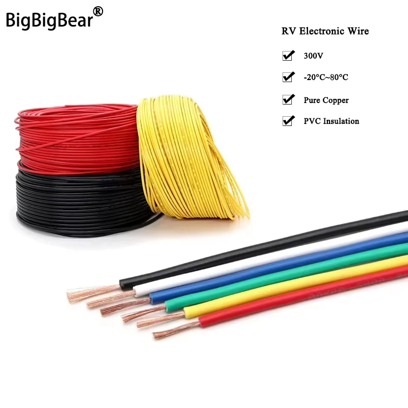 1 ~ 20 m medený drôt RV PVC Elektrický predlžovací kábel Jednodinkovaný viacvláknový spojovací vodič pre motor