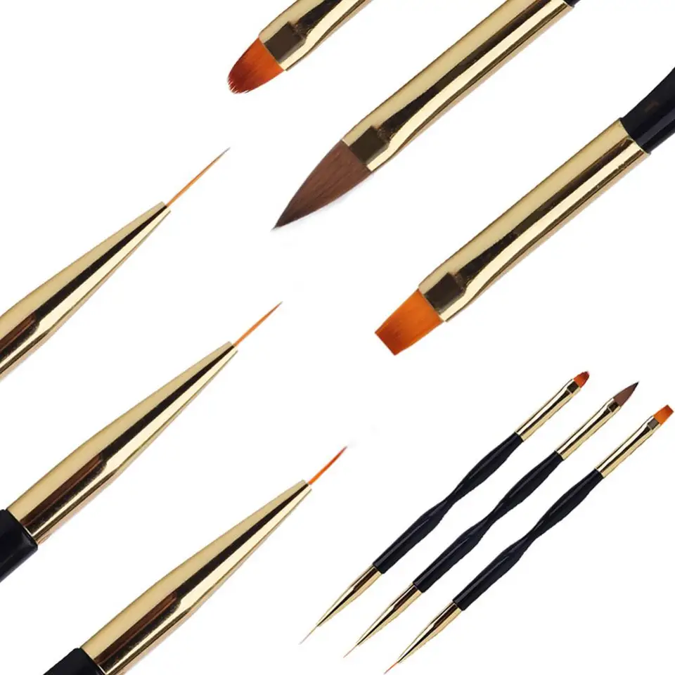 1 ~ 20ks akrylové francúzske pruhy na nechty na nechty kefka Sada 3D Tips MANICURE DRUK KRUSKY BRISH BRISKA PEN UV gélové kefy maľba