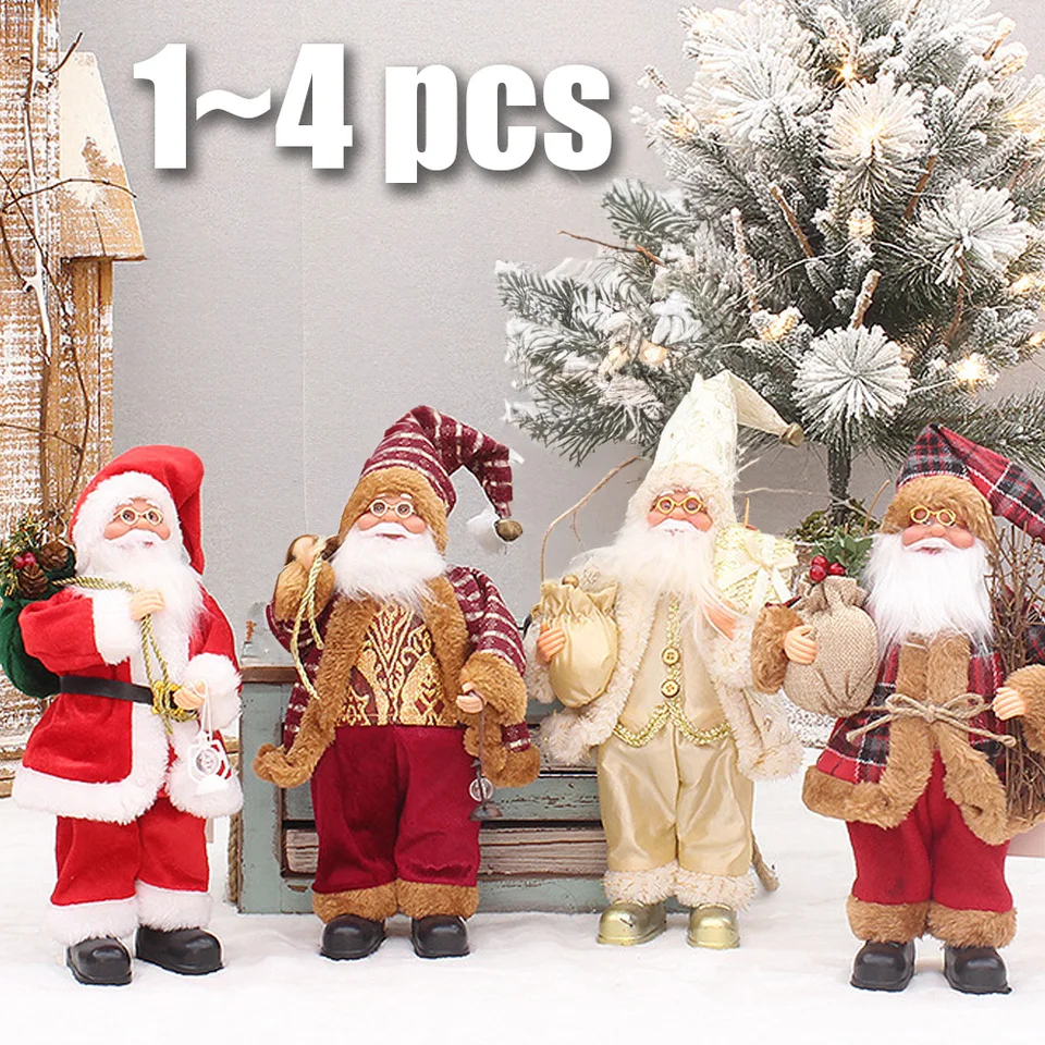 1 ~ 4ks 2024 vianočná dekorácia pre dom Santa Claus Doll 30cm Navidad Party Decor Vianoce ozdoby Nový rok darček