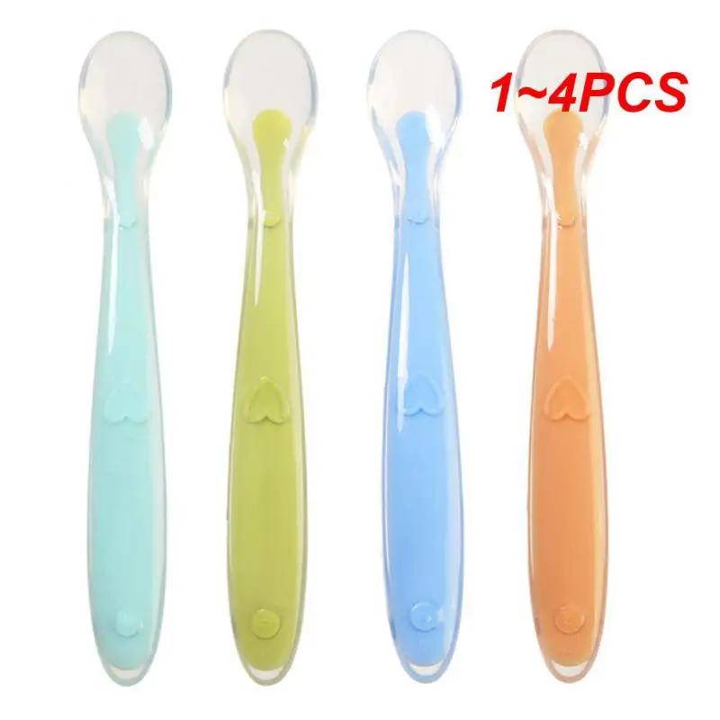 1 ~ 4ks, detská lyžica Soft Silikone vhodná pre deti počas 4 mesiacov starostlivosť o dieťa, detská výživa doplnok Spoon životné prostredie pre životné prostredie