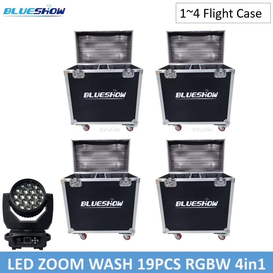 1 ~ 4ks letové puzdro LED Zoom premytie 19x15W RGBW Moving Head Wash Light Rockcase Lyre pre 2x LED Zoom Zoom Lyre Lyre Bot