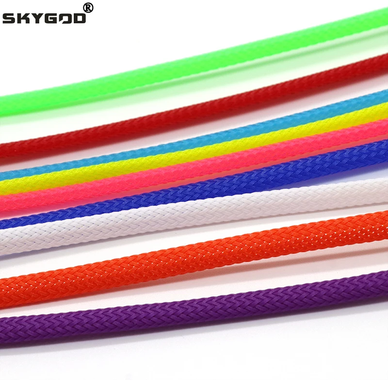 1 ~ 50 m PET Braid Sleeve High Hustota 6 mm izolovateľná roztiahnuteľné spletené drôty Organizátor Organizátor kábla Ochrana obalu plášťov