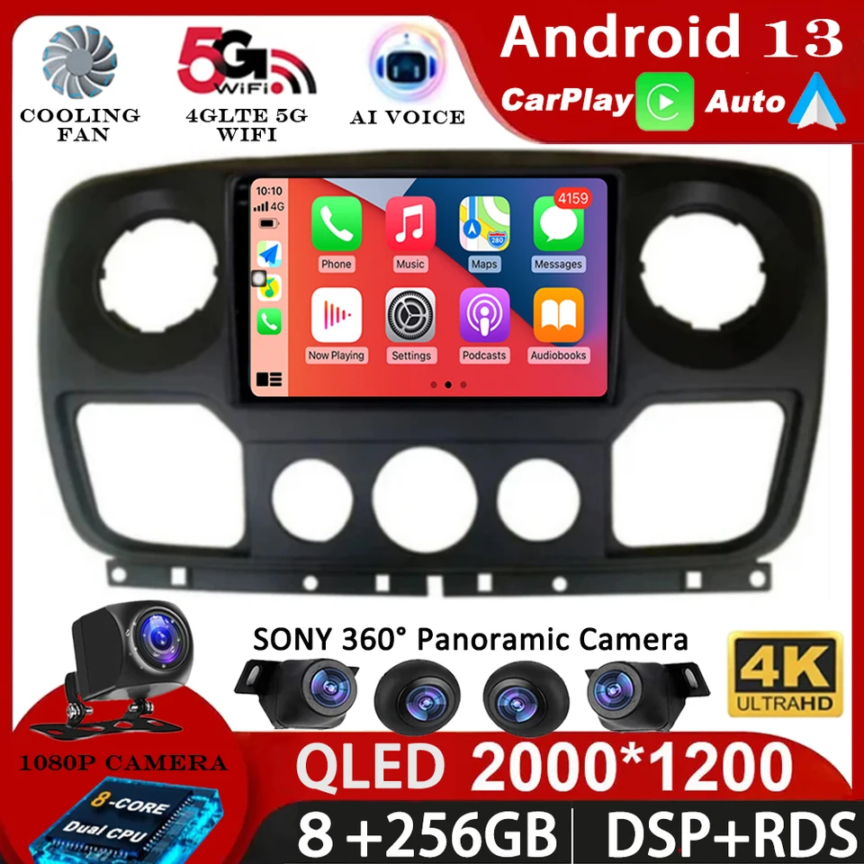 10.1 Android 13 pre Renault Master Nissan NV400 Opel Movano 2010-2021 Navigácia multimediálnych automobilov Player Player Lettore GPS DSP DSP