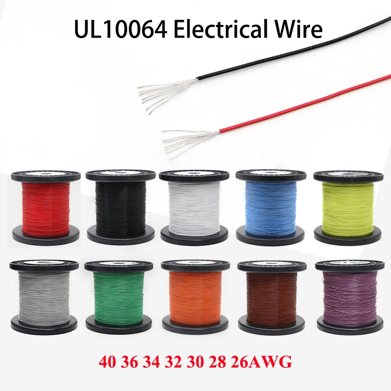 10/100/200/500 m UL10064 PTFE drôt 40/36/34/32/30/28/26awg Ultra jemný mikro Litz FEP Izoláčný kábel Cínový medený kábel na spájkovanie