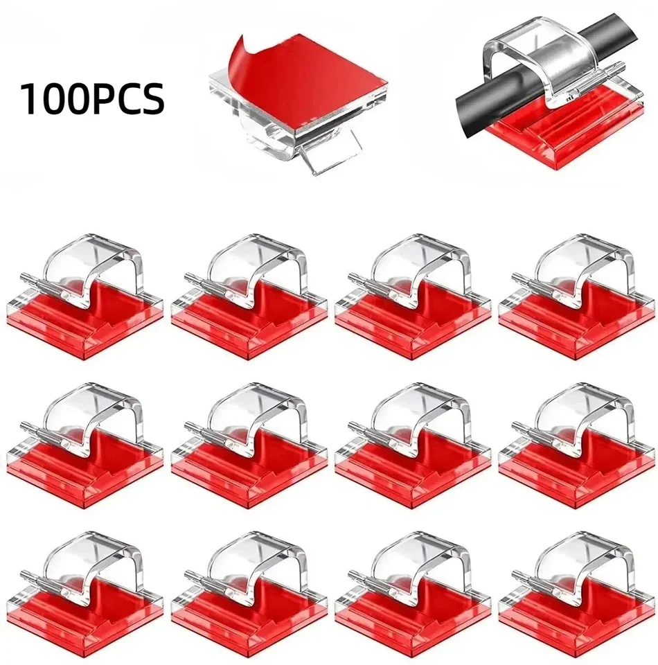 10/100 pcs Organizátor káblov Clips Clips Manažment káblov Držiteľ káblového kábla USB nabíjanie dátovej linky Bievky na stenu na stenu na stenu na stenu