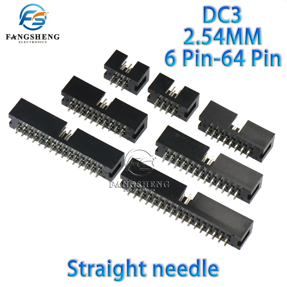 10/100ks DC3 2,54 mm tón mužského konektora 6/8 // 12/11/11/22/22/26/30/34/40/50/60/64pin DIP IDC SOCKKE STRAGE PIEL