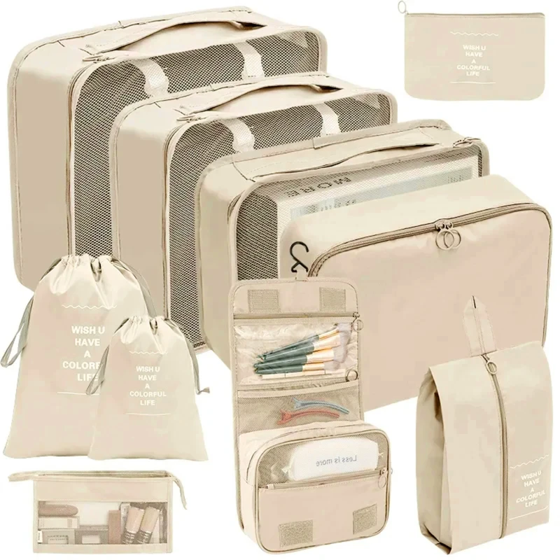 10/11 PCS Set Cestovci organizátor SKLADOVANIE SKLADOVACIE KAŽDÝCH Balenie kociek Set Purchany Prenosné batožinové oblečenie TOPE TECHÁ SKLADOVANIE