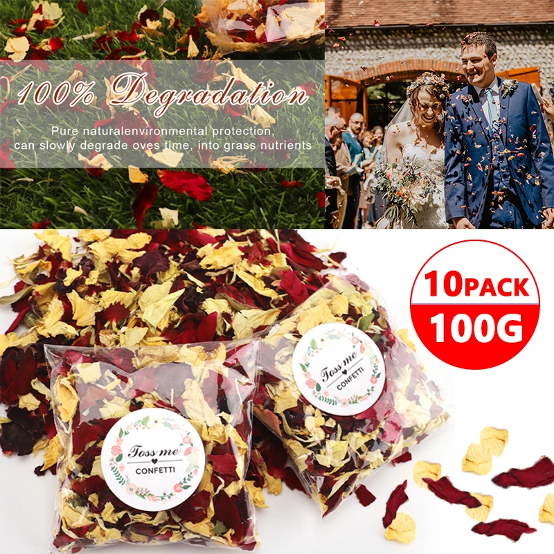 10-120ks Prírodné svadobné sušené kvety Pop Biodegraderable Rose Ceskenty Konfety pre svadobnú sprchu narodeninovú oslavu DIY Dekorácia