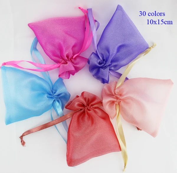 10*15 cm/4*6inch Snow Organza Bag Darček pre šperky/sladká taška mix Farba a prispôsobenie veľkosti a loga