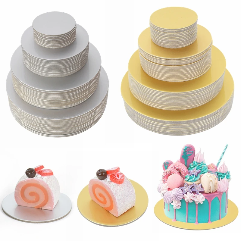 10/16/22/26 cm Zlaté strieborné okrúhle koláče Kruh kruh kartónovej základne Cupcake Dezert Dessert Dessert Tray narodeninová oslava koláče Dodávateľ