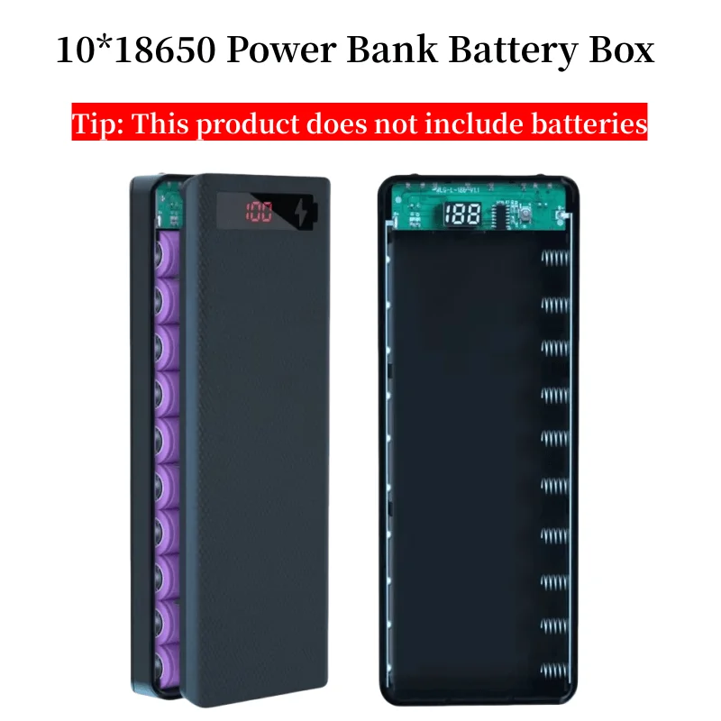 10*18650 Držiak na batériu Power Bank prenosný prenosný dvojitý USB Type C nabíjanie pre iPhone Xiaomi Huawei 18650 Puzdrá batérií