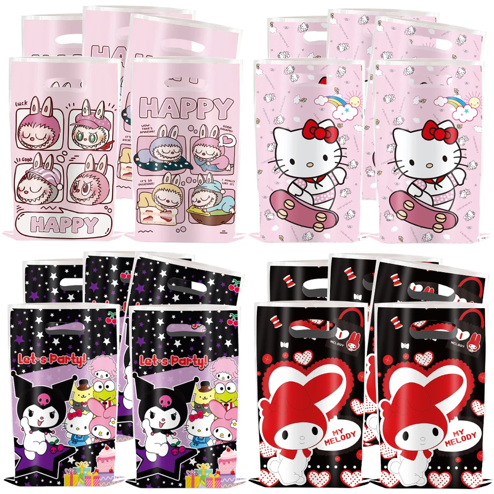 10/20/30/40/50ks Hello Kitty Kuromi Cinnamoroll Party Darčekové tašky Candy Treat Party Dodávky Goodie Gift Bag pre dieťa narodeniny