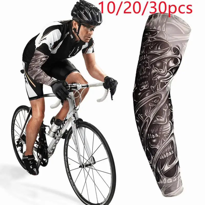 10/20/30ks cyklistické rukávy 3D tetovanie tlačené UV ochranu Unisex jazdecké jazdecké cyklistické rameno