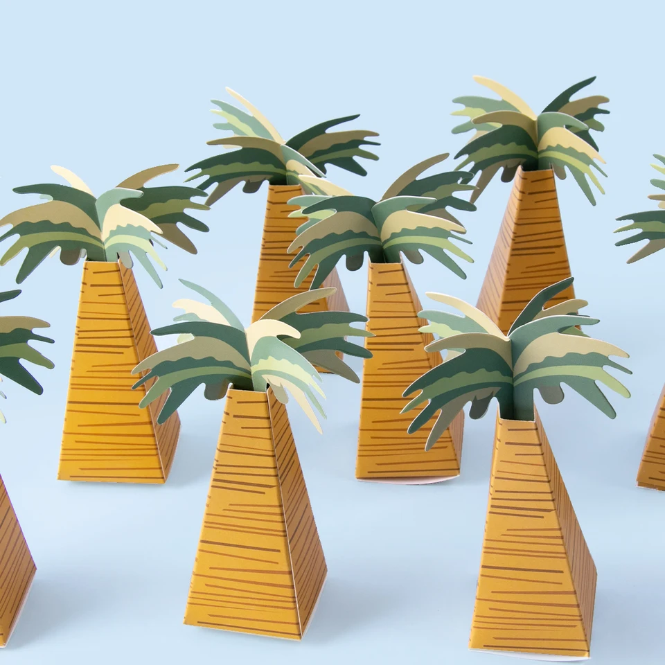 10/20/30ks kokosový palmový strom papier Candy Box Hawaiian Tropical Party Dekorácie Darčekové balenie Box letná narodeninová oslava láskavosť
