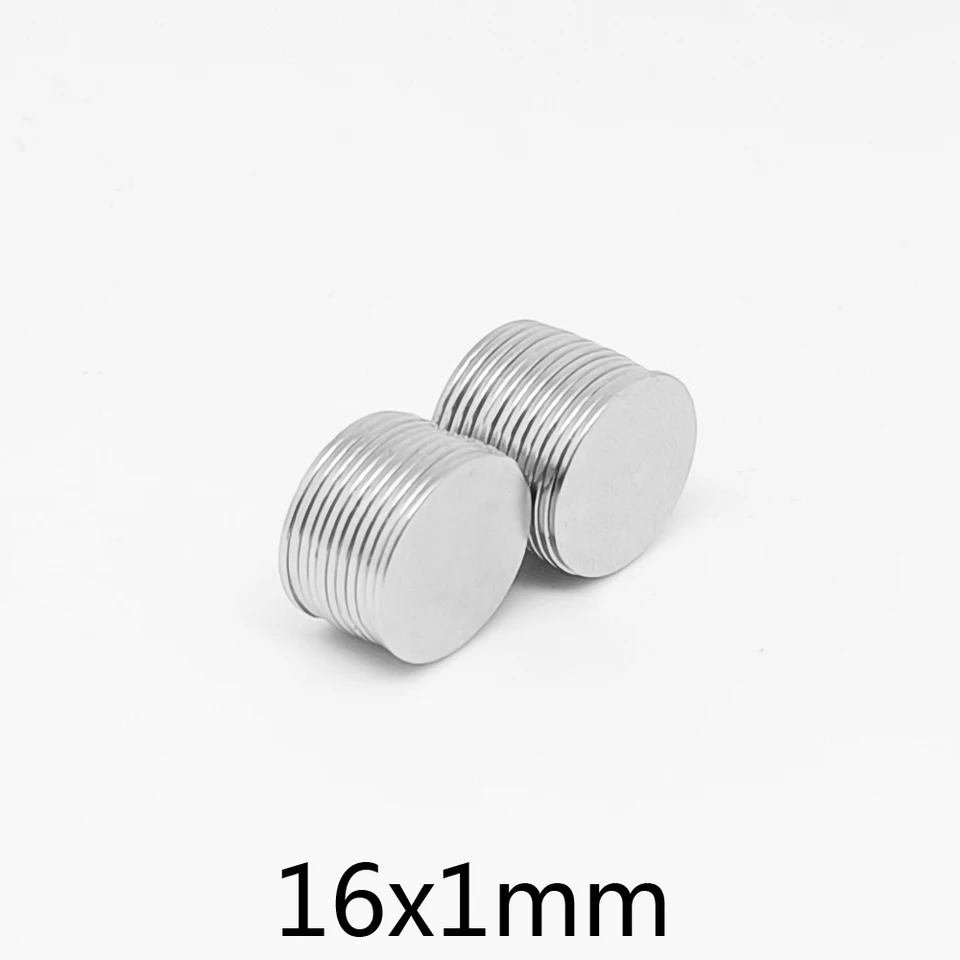 10/20/50/100/150/12ks 16x1 tenký disk Vyhľadávanie magnetu 16x1mm Malé okrúhle Magnety vzácnych zemín N35 Trvalý neodymiový magnet 16*1
