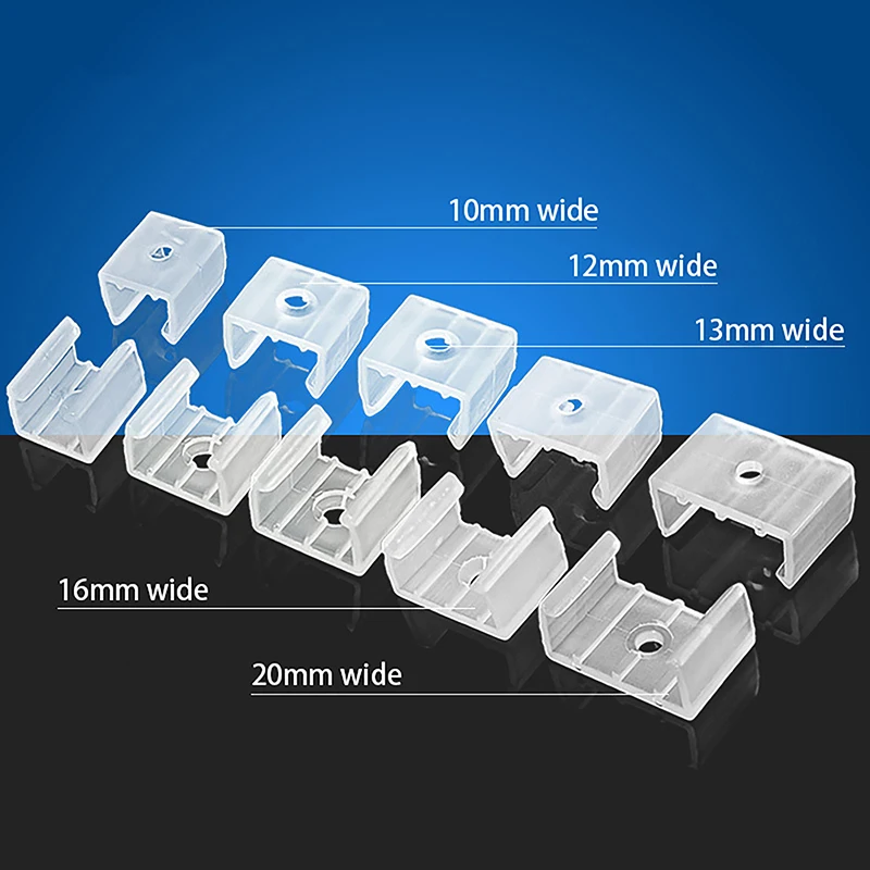 10/20/50/100ks 10/11/11/16/21221 mm LED Strip Clips Connector pre upevnenie 2835 Neónové svetlo 220V COB Plastické spona Flexibilné diely