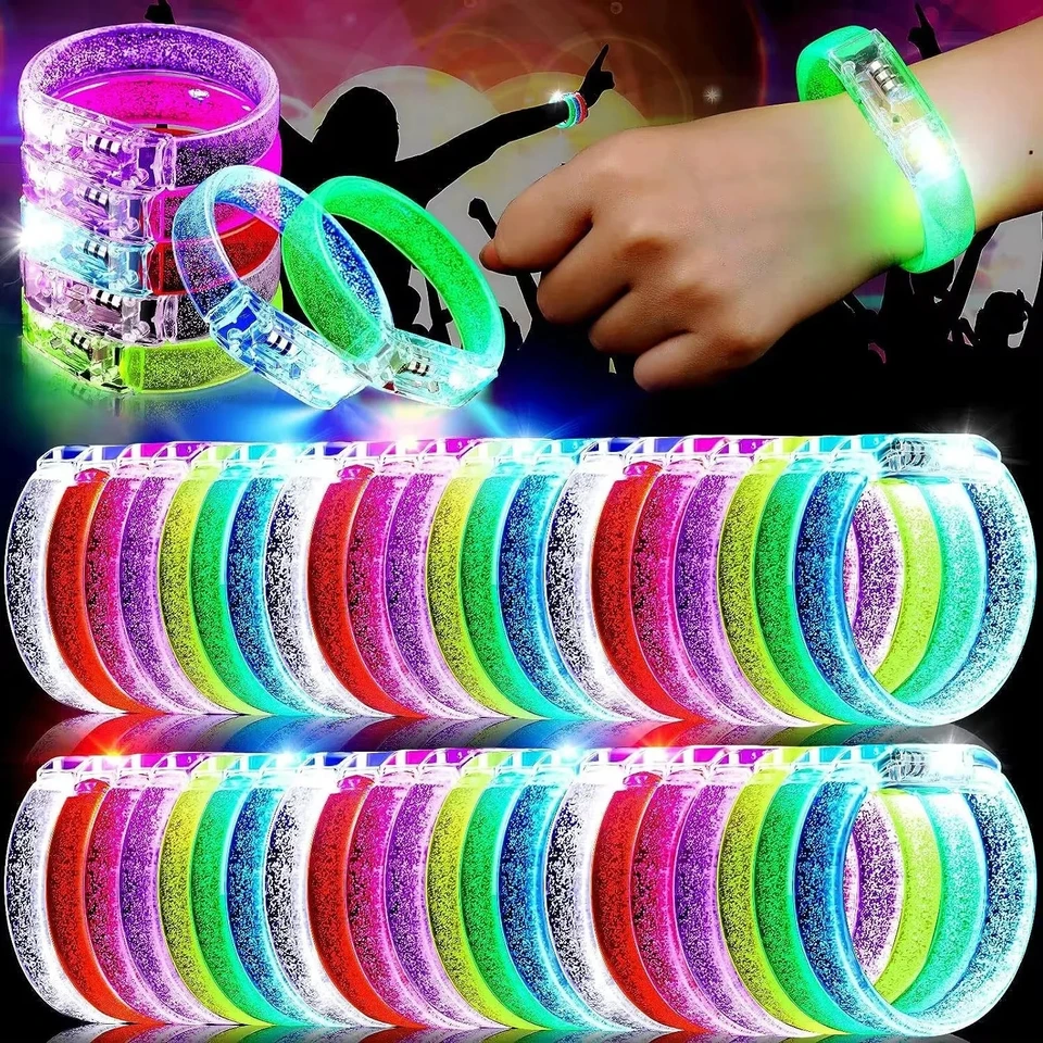 10/20/50 PCS LED žiara náramky náramky GLOWS GLOR V Temných večierkoch Dodávky Neónové svetlo náramok Svadobná strana dekorácie