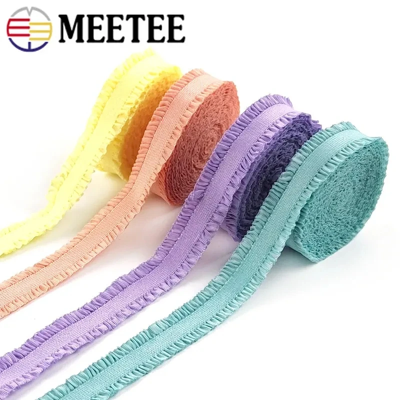10/20/50 yards 13 mm farebné elastické pásmo s dvojitým hamburandom Stretch Gumbbon Ribbon Clothes Drsnú spodnú bielizeň čipky na popruh DIY Príslušenstvo