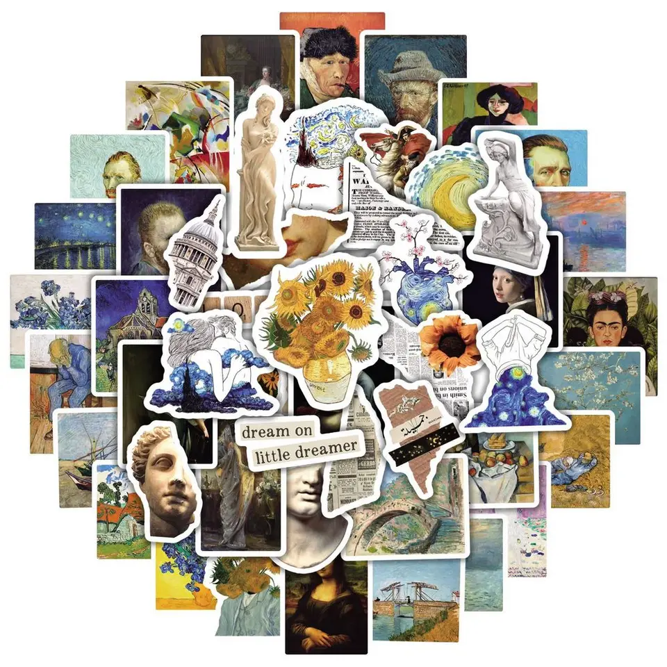 10/20/50ks estetický van Gogh David World Work Work Workers notebook batožina gitara chladnička laptop graffiti nálepka Kid obtlačok