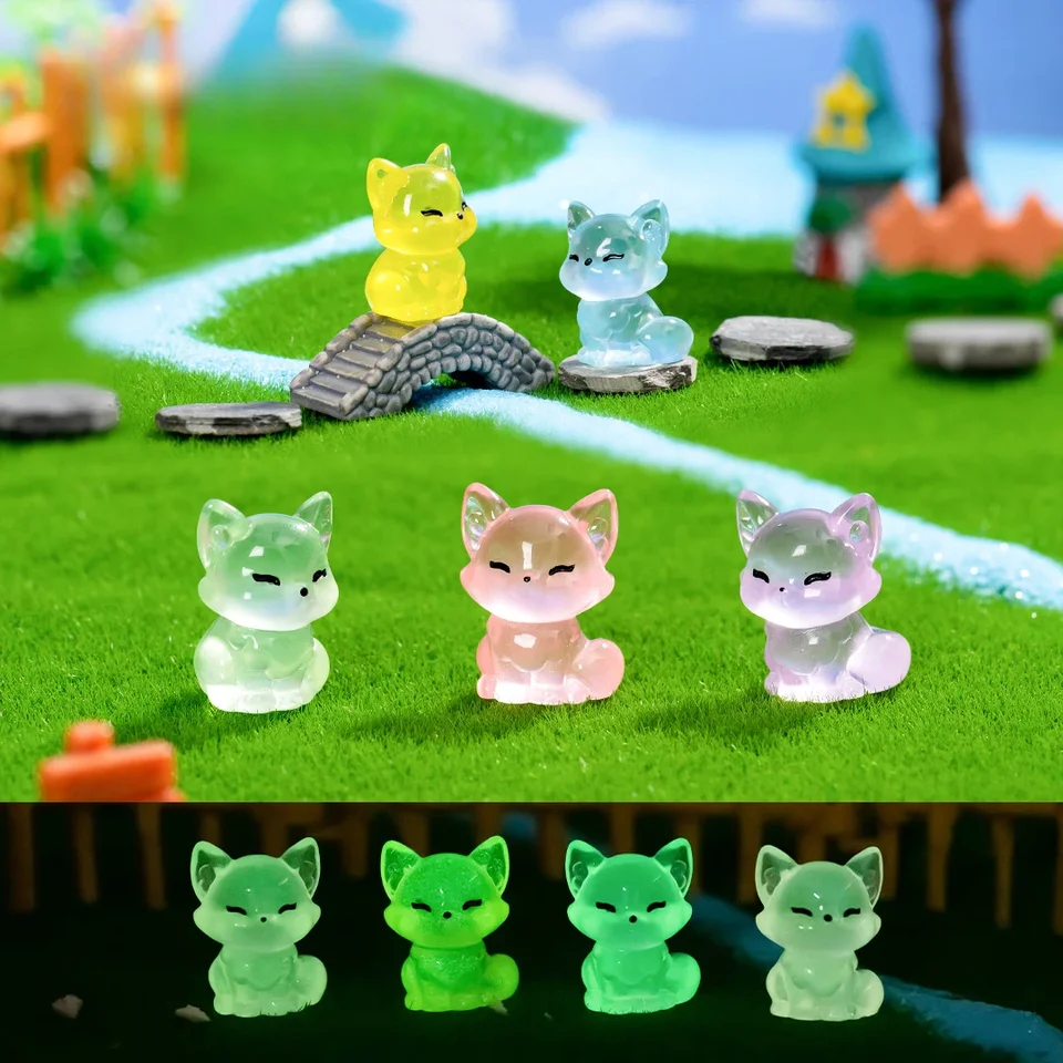 10/20/50ks Luminous Mini Foxes Fairy Garden Decoration Glow In Night DIY Miniatúrne figúrky Domáce dekorácie Desktop Ornament